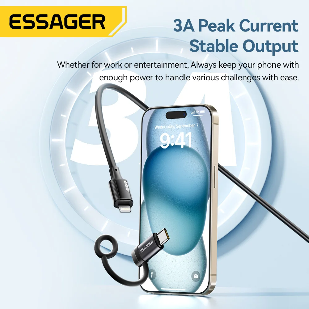 Essager-adaptador de iluminación a USB C 3A, carga rápida OTG para iPhone 15 xr Pro tipo C para iluminación, conector de iPhone, convertidor OTG