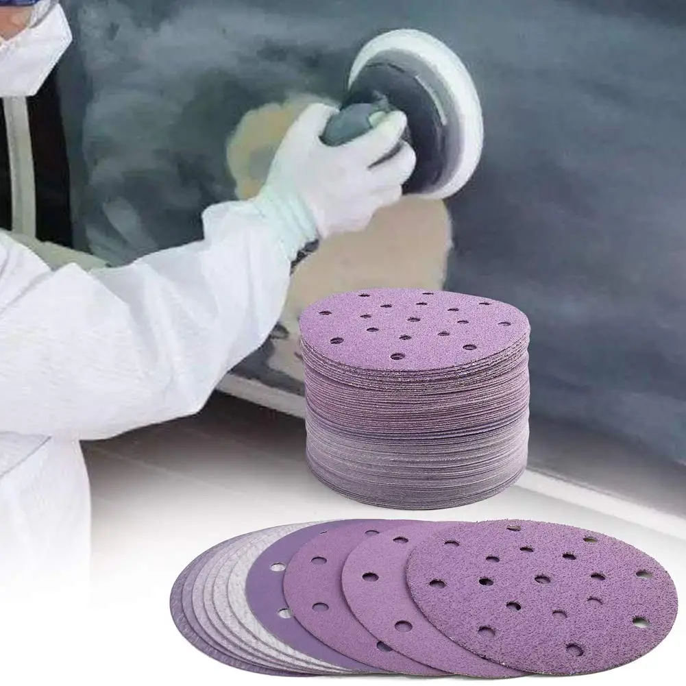 Discos de lijado de 17 agujeros de 6 pulgadas, gancho y bucle de papel de lija seco y húmedo de grano 60-2000 para lijadora orbital aleatoria Festool, papel de lija de 150mm