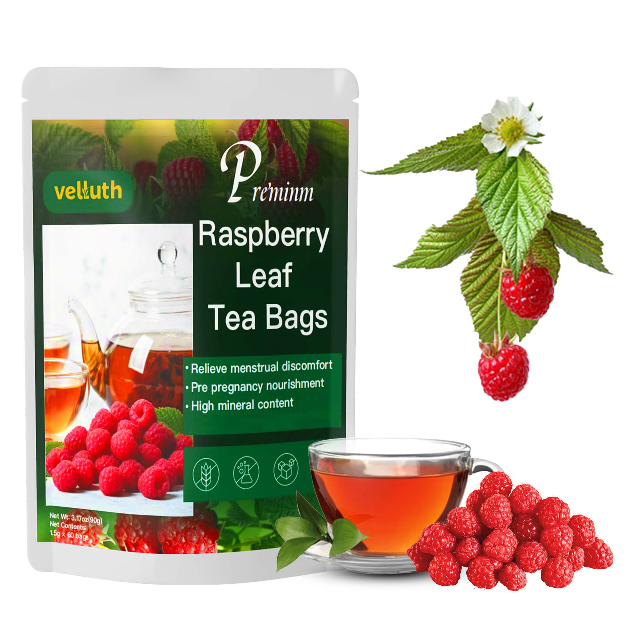 Raspberry leaf tea bag midwifery and menstrual herbal tea, suitable for pregnancy and postpartum recovery