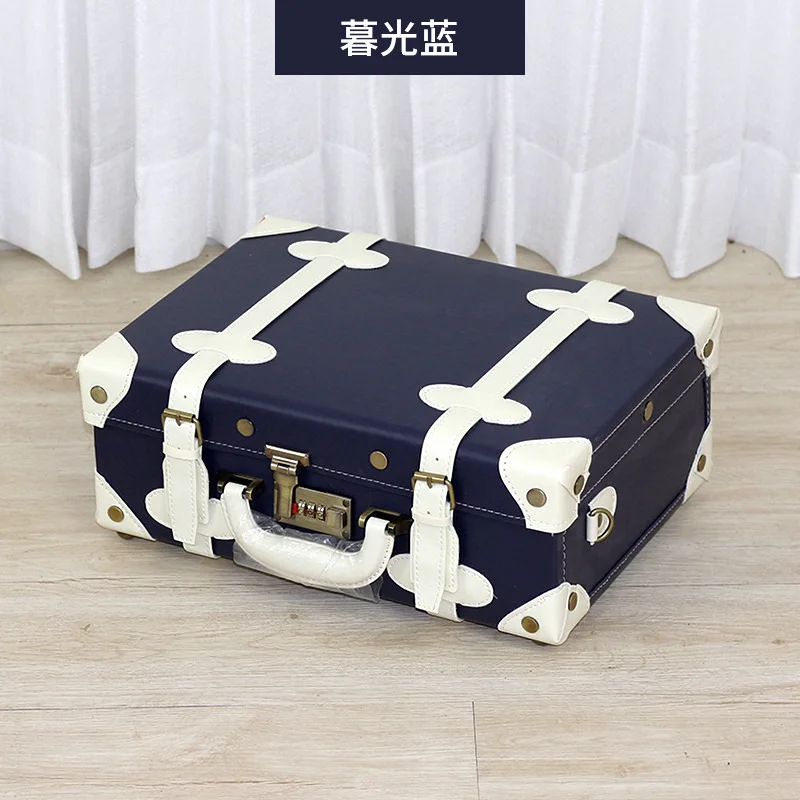 Caja de maquillaje femenina portátil retro, nueva versión coreana, caja de almacenamiento de 13 pulgadas, equipaje para estudiantes, mini regalo portátil, 2024