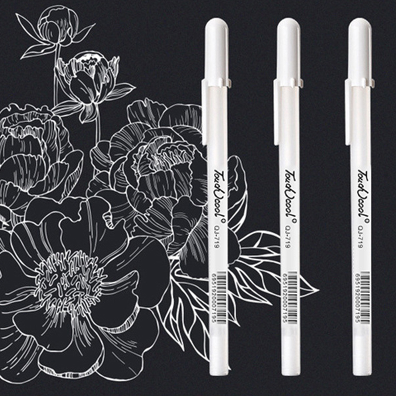 5 個白マンガマーカーペンセット 0.8 ミリメートル永久インクスクラップブックタイヤペン防水学用品文具アートブラシペン