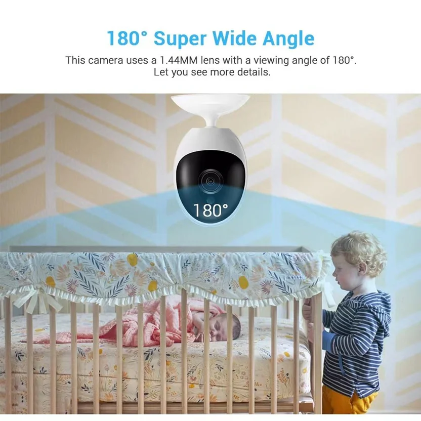Cámara ojo de pez ICSEE, gran angular de 180 grados, lente de 1,44mm, visión nocturna, 1080P, seguridad para el hogar, VR, Wifi, cámara panorámica inteligente AI