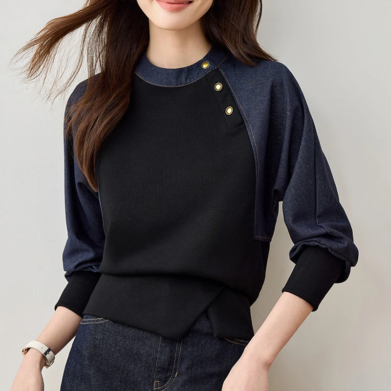 Sudaderas de mujer primavera nuevos tops de mezclilla