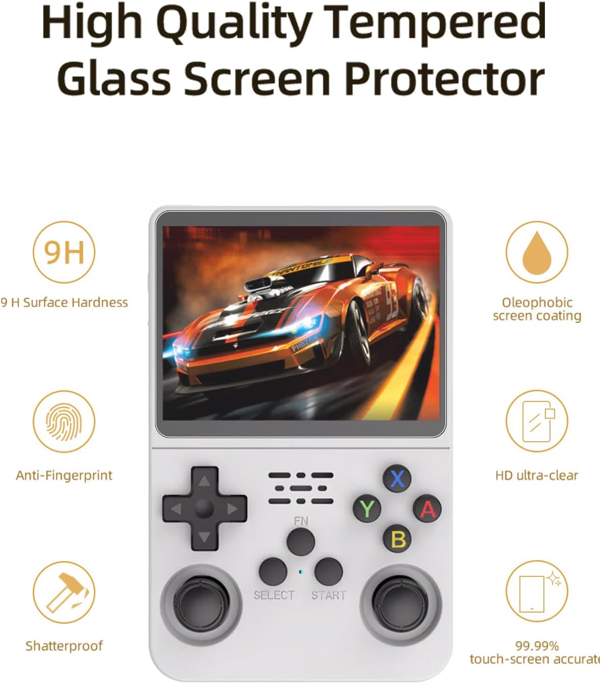 3 IN 1 Carrying Storage Case with Tempered Glass Screen Protectors for R36S Game Console Protectors Kit Anti-Scratch Bag & Films