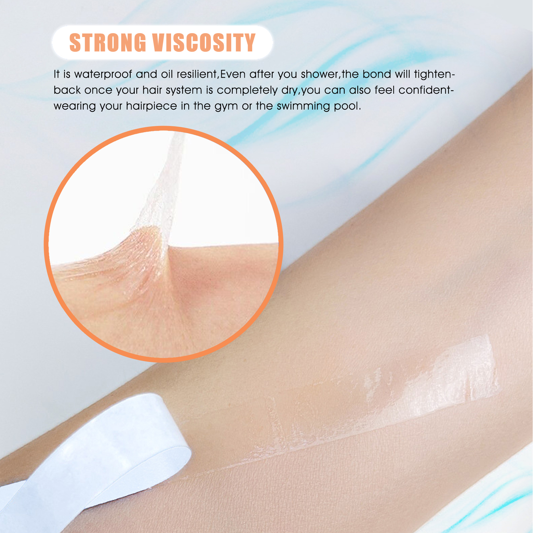 Cinta adhesiva de doble cara para extensión de cabello, cinta de encaje frontal azul de 0,8 cm, para tupé, peluca de encaje