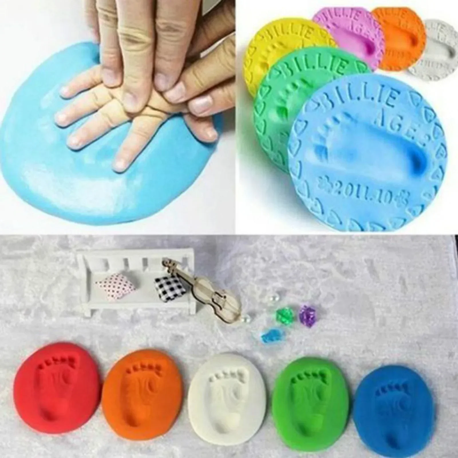 20/40g เด็ก DIY มือและรอยเท้า Soft Clay Fluffy วัสดุ,เด็ก Handprint Imprint และเท้าพิมพ์โคลน,handprint ลายนิ้วมือ