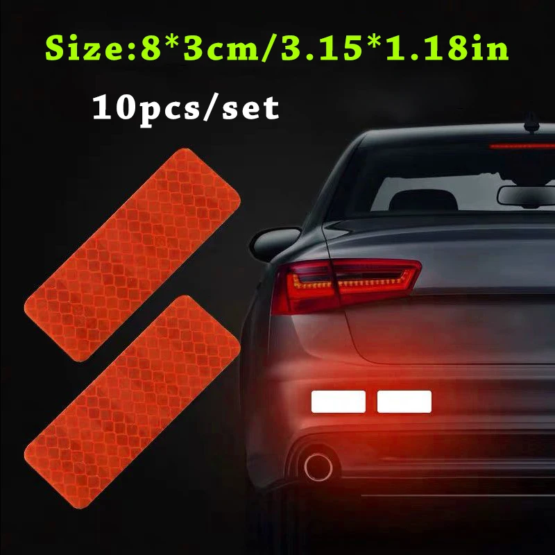 カーバンパー用反射安全テープ,ステッカー,警告テープ,1セットあたり10個