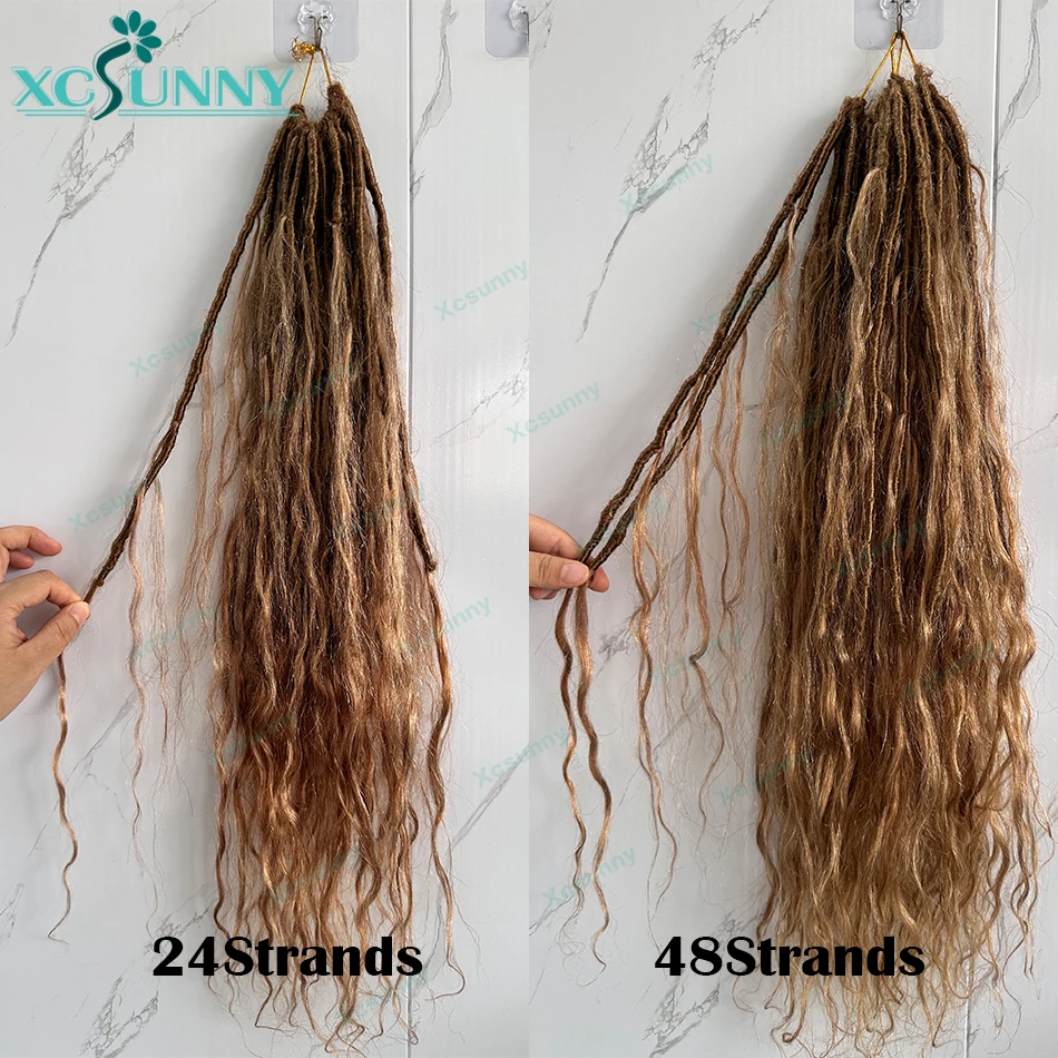 Pré Looped onda do corpo Crochet Boho Locs com cachos, Trança sem nós, Deusa Locs com cabelo humano, Encaracolado Termina