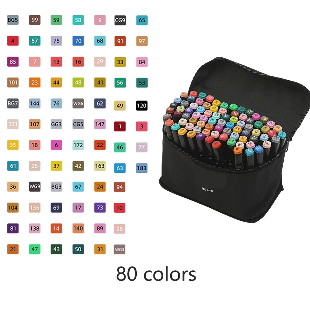 24/36/48/80/120color Double-headed Marker Pen Set for Beginners Animation Professional Drawing Watercolor Pens Oil-based Markers