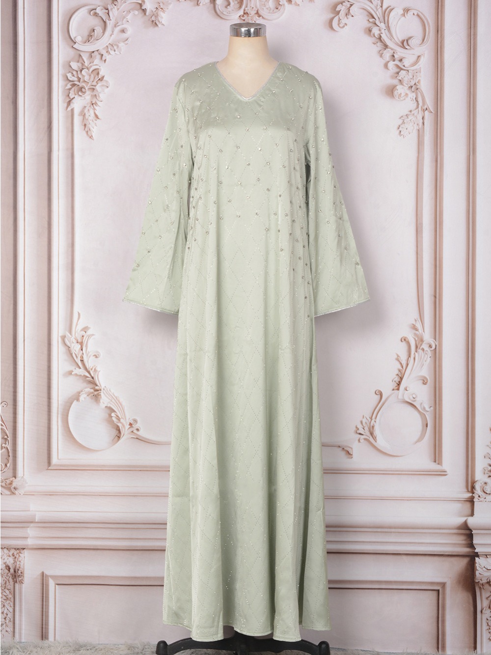 Dashiki アフリカイスラム教徒ドレスアバヤビーズドレス女性長袖ダイヤモンドパーティードレスカジュアルレディース不規則な Vestidos ラルゴス