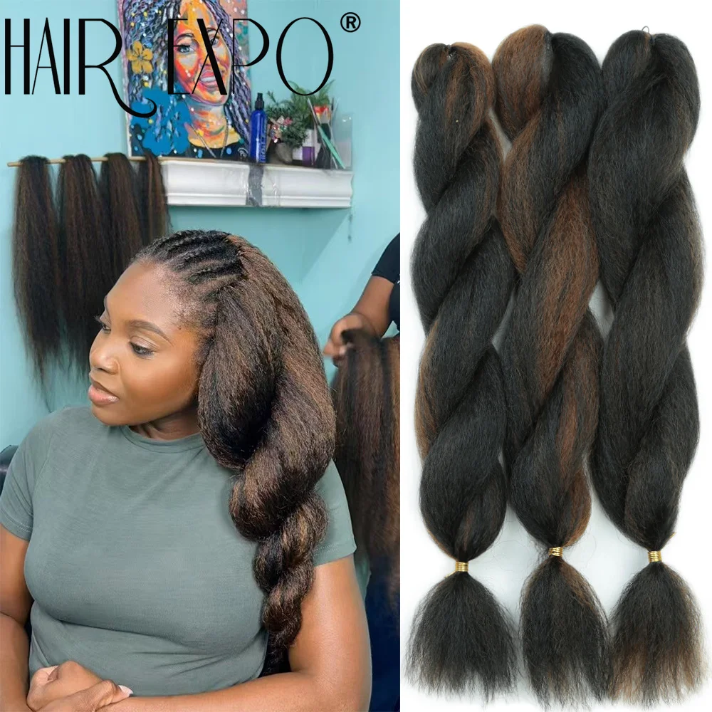 26 Zoll Vixen Crochet Bulk Hair Synthetic Jumbo Braids Fluffy Yaki Straight Crochet Hair Afro Kinky Curly Flechten Haarverlängerung