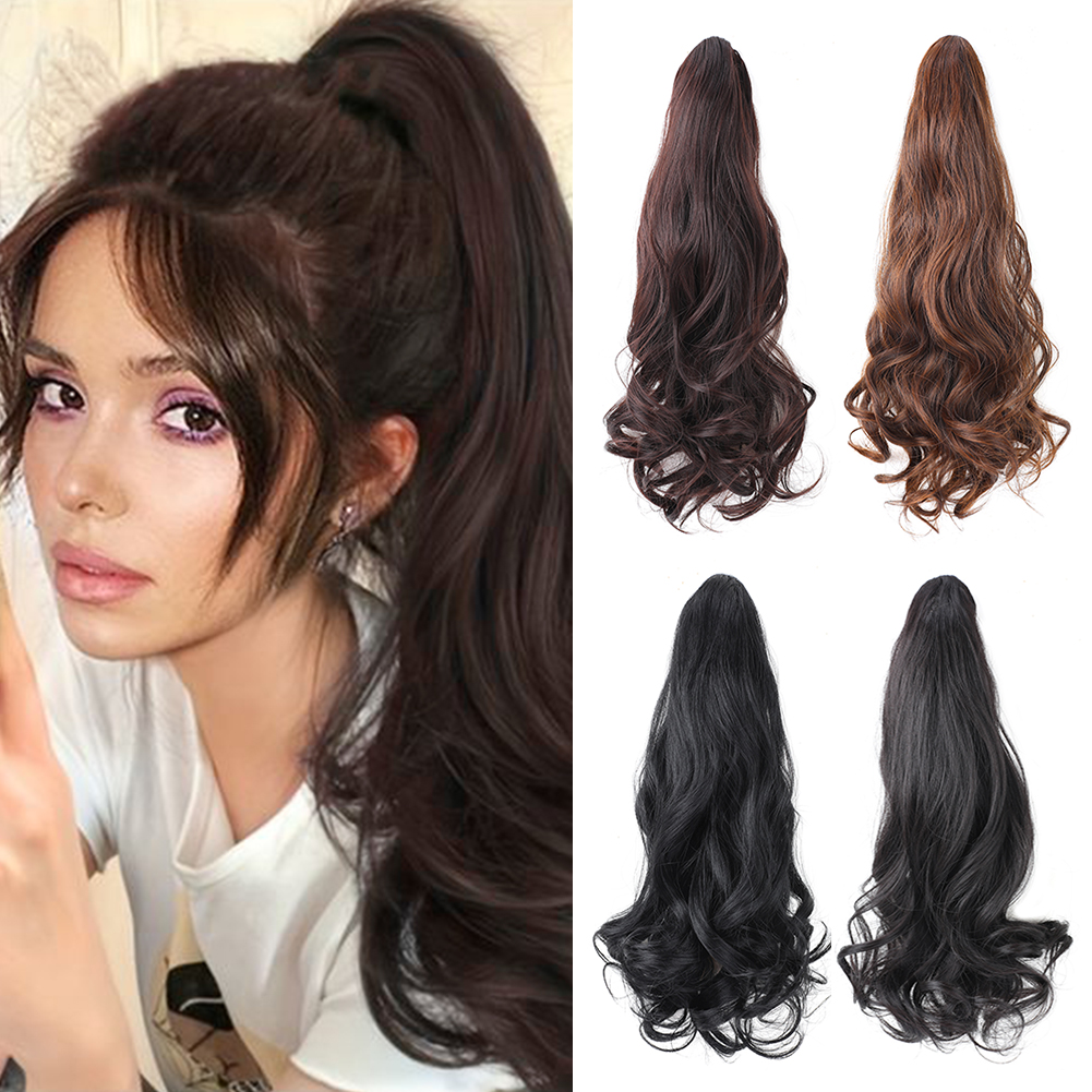 Зажим для наращивания волос, длинный вьющийся волнистый хвост, 18-дюймовый натуральный мягкий мини-когти, синтетический шиньон для женщин