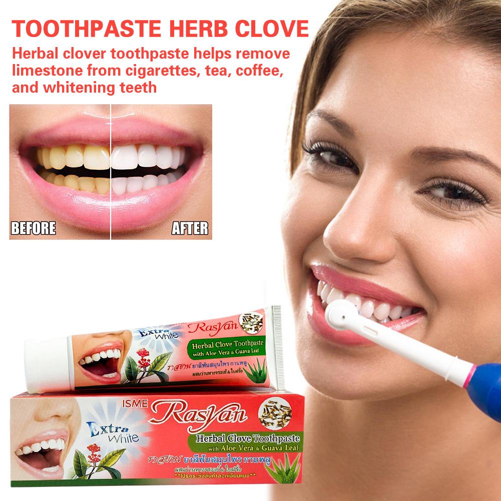 100G Thailand Toothpaste Teeth Whitening Antibacterial Tooth Clove Remove Stains Paste Flavor Mint Dentifrice Herb Oral