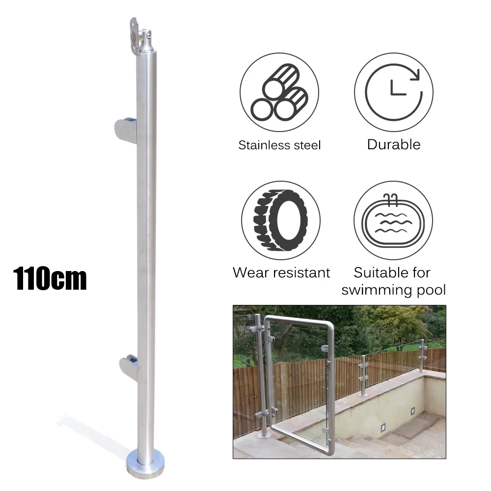 Stainless Steel Railing 110cm End Post (316 Material With Top Seat), Staircase Balcony, Office And Household Railing