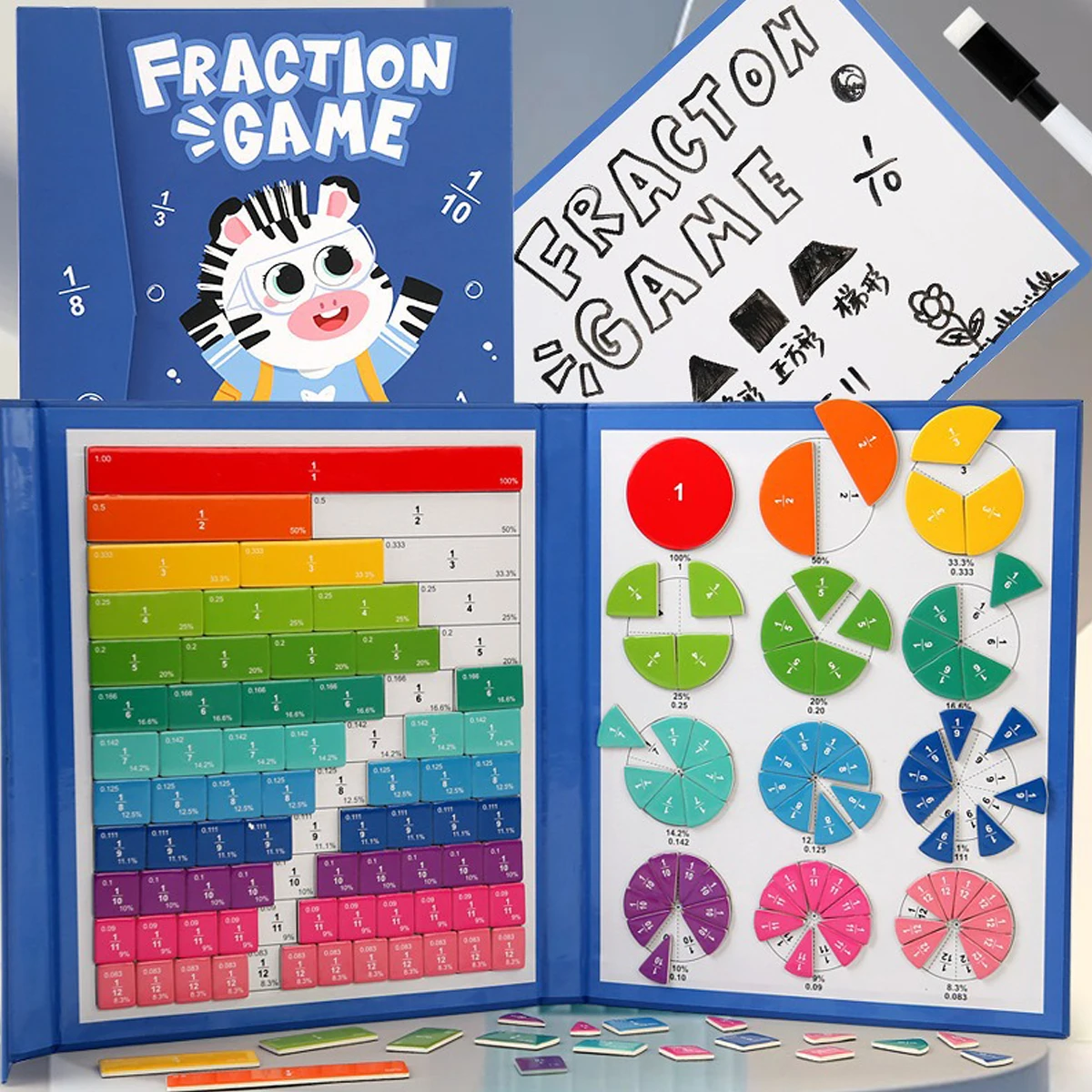 Kinder pädagogisches Früherziehungsspielzeug Kawaii magnetische Bruchscheibe unterstützt kognitive Arithmetik Lernen Bildungsspielzeug
