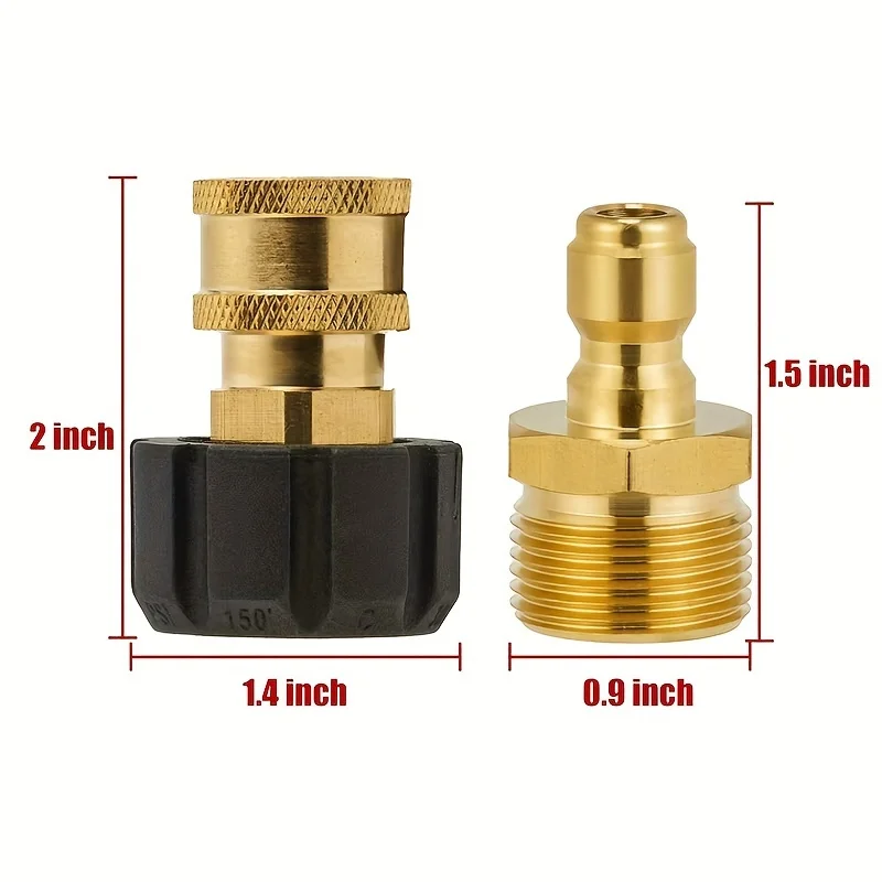 High-Pressure Adapter Kit, M22 14mm/15mm to 1/4" Quick Connect, 5000PSI for Hose & Gun Accessories