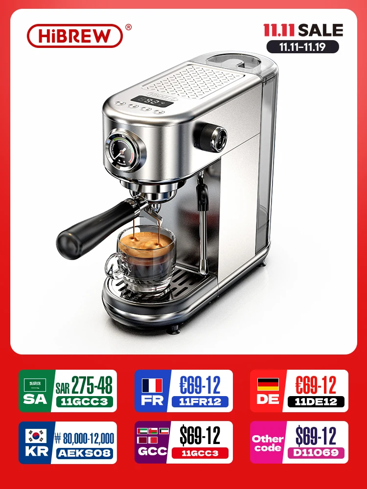 HiBREW 20Bar półautomatyczny ekspres do kawy Espresso regulowana temperatura zimna/gorąca Super Slim ekspres do kawy Cappuccino H10B