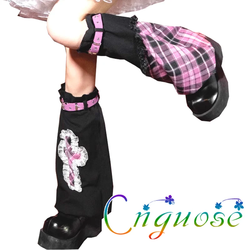 Capa japonesa de bezerro de joelho kawaii, saia xadrez roxa lolita, meia-calça bonita JK para menina, Y2K, verão, 2024