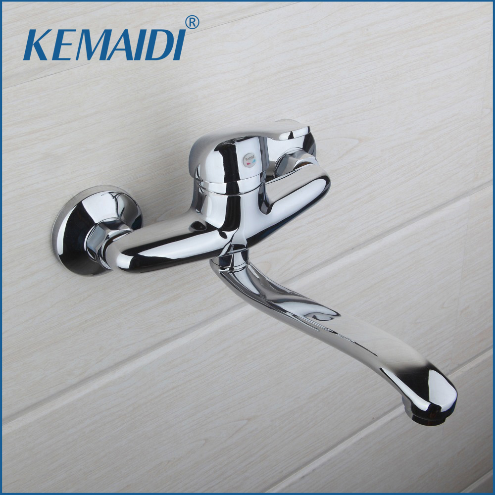 Solid Brass Basin Vòi Hot & Cold Water Tap Single Xử Lý Wash Chrome Kết Thúc Tắm Kitchen Sink Mixer Taps Tường gắn