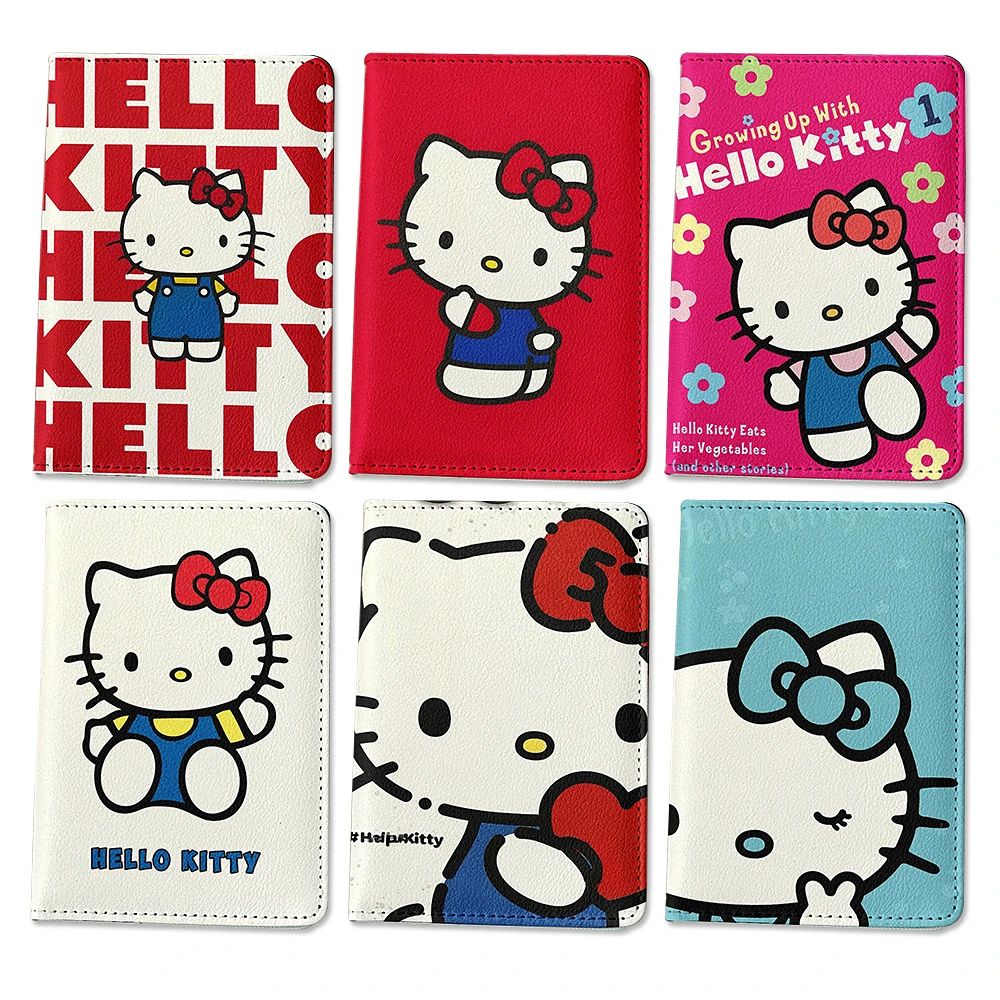 Модная обложка для паспорта Hello Kitty, чехол для паспорта, предметы первой необходимости для путешествий, анимационный кошелек для паспорта, дорожные аксессуары, держатель для удостоверения личности