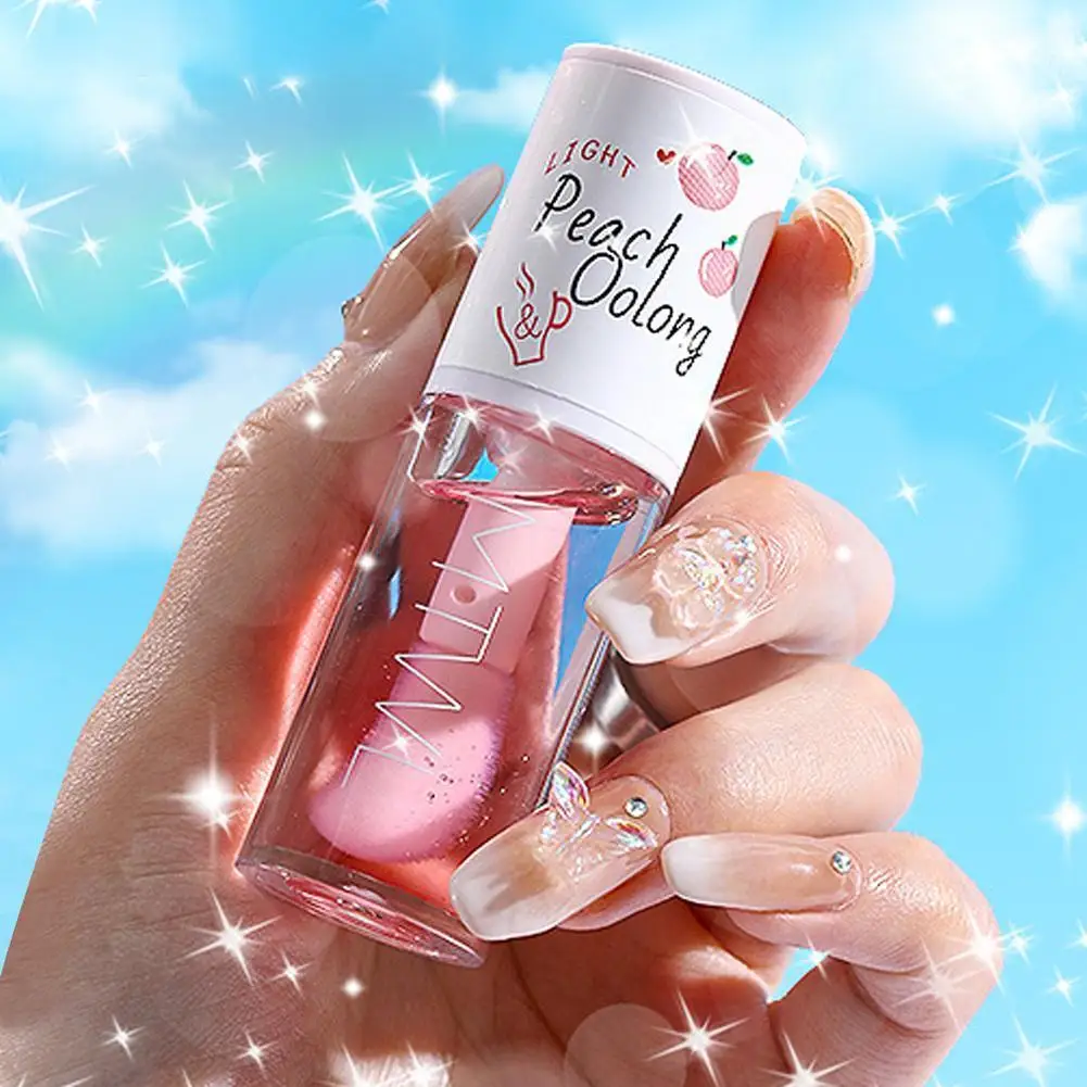 Kawaii mel pêssego óleo labial de longa duração não-pegajoso hidratante matiz labial com lábio plumper hidratante cuidados com os lábios soro 5ml compõem