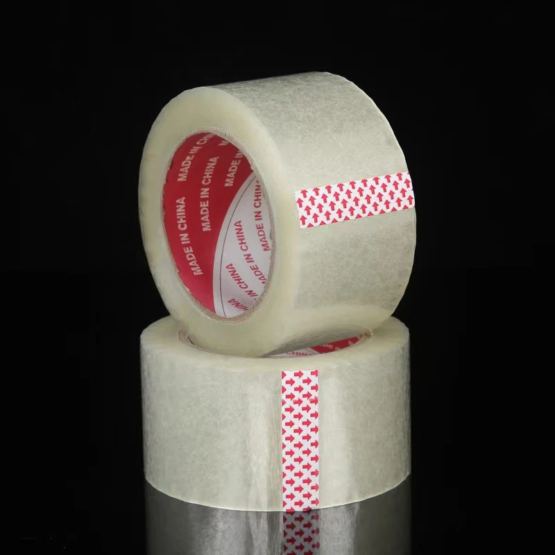 Cinta transparente amarilla y blanca transparente para embalaje exprés de rollos grandes y sellado de cajas gruesas 48 mm * 110 m (2 piezas)