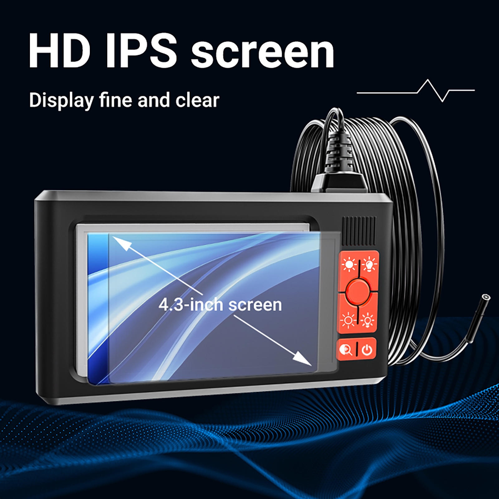 Industrial Endoscope 1080P Digital Borescope Inspection Camera 5.5mm IP67 Waterproof Sewer Camera with 4.3" LCD Screen
