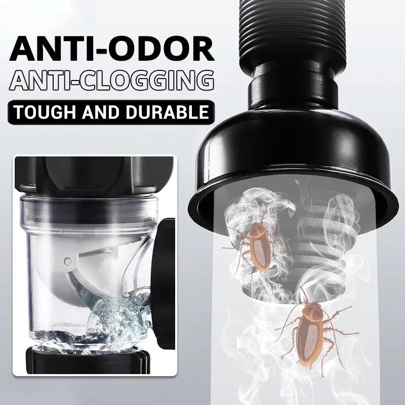 Conjunto de tubo de drenagem anti-odor flip top, dreno de pia de cozinha, filtro desodorizante retrátil, downspout flexível, banheiro, anti entupimento