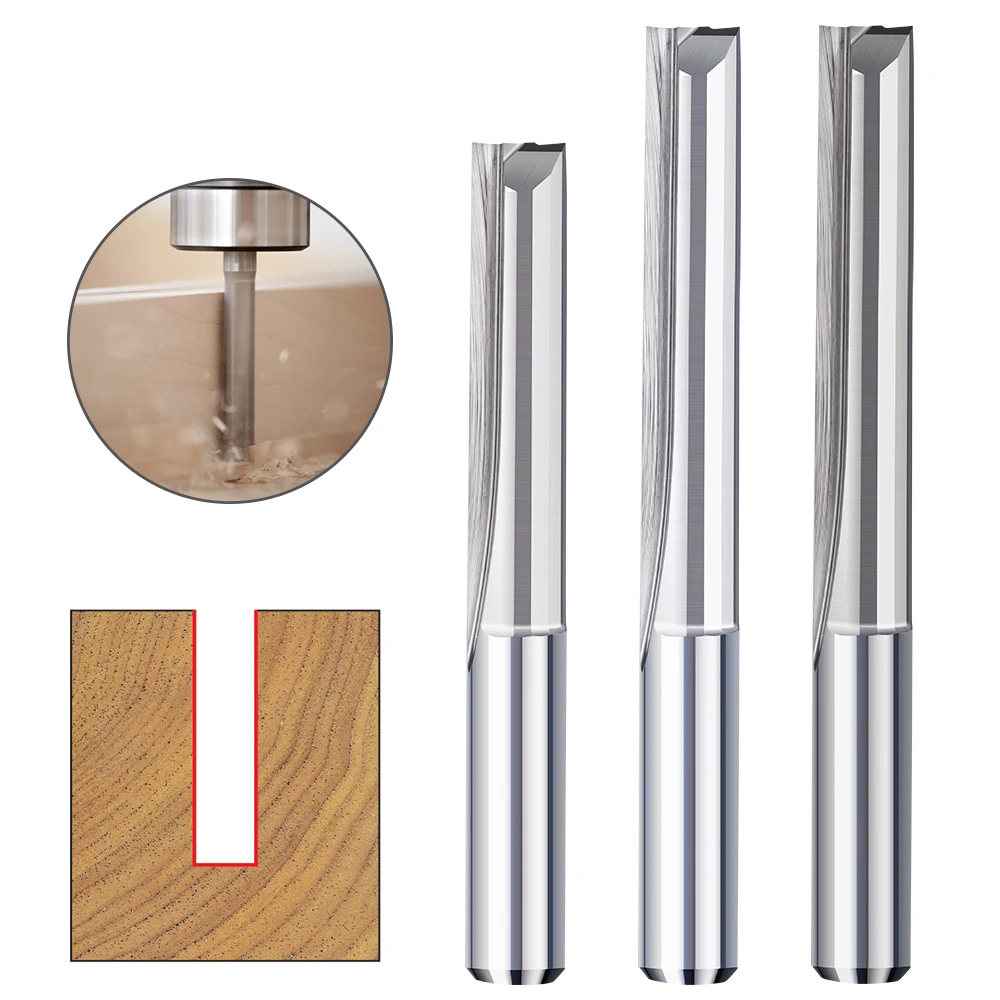 XCAN 1 4Mm/6Mm Vỏ 2 Sáo Thẳng Cấp Cối Xay Carbide CNC Router Bit Khắc Bit thẳng Khe Cắm Dao Phay Gỗ