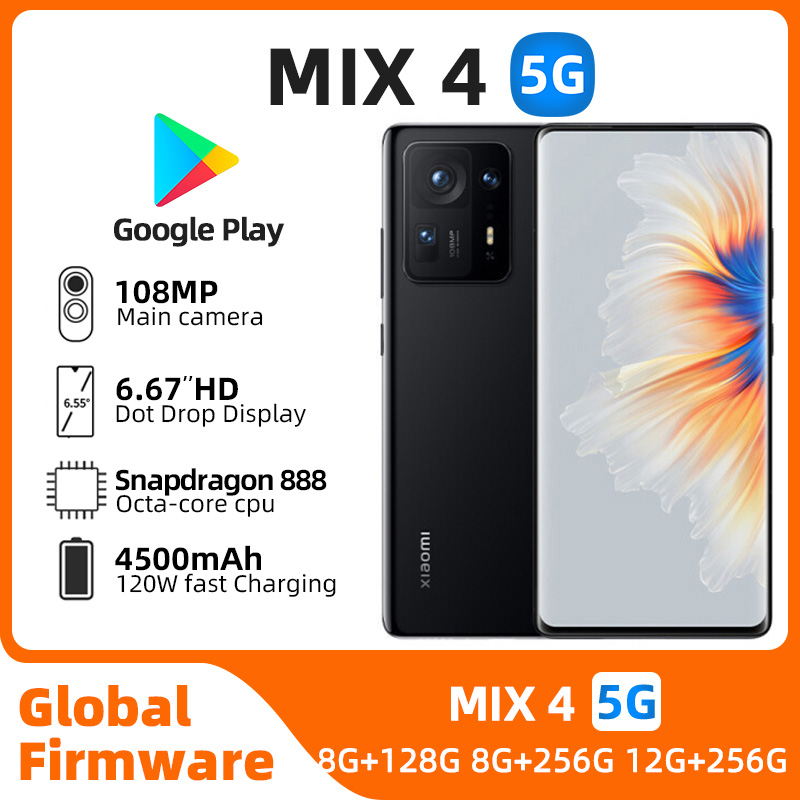 Xiaomi-teléfono inteligente MIX 4 5G, versión Global, Snapdragon 888 plus, pantalla OLED de 6,67 pulgadas, 120hz, cámara de 108MP, 4500mAh, 120W de carga, usado