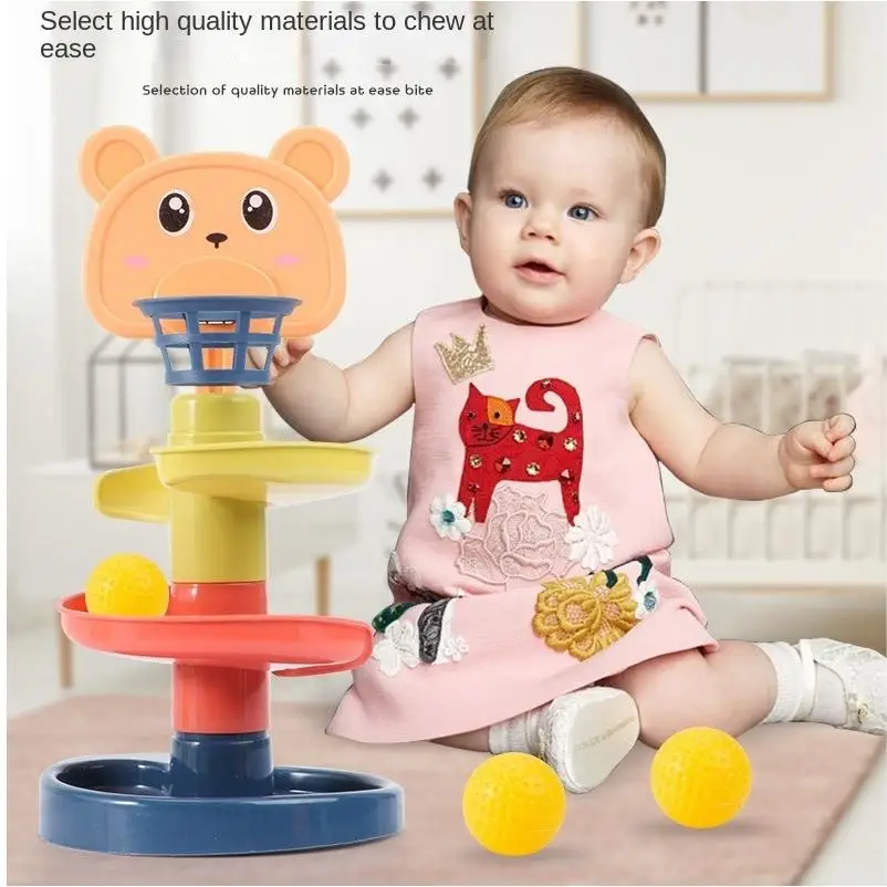 Juguete educativo para bebé, bola giratoria, torre de pila, juguete de desarrollo, regalo de apilamiento, Montessori