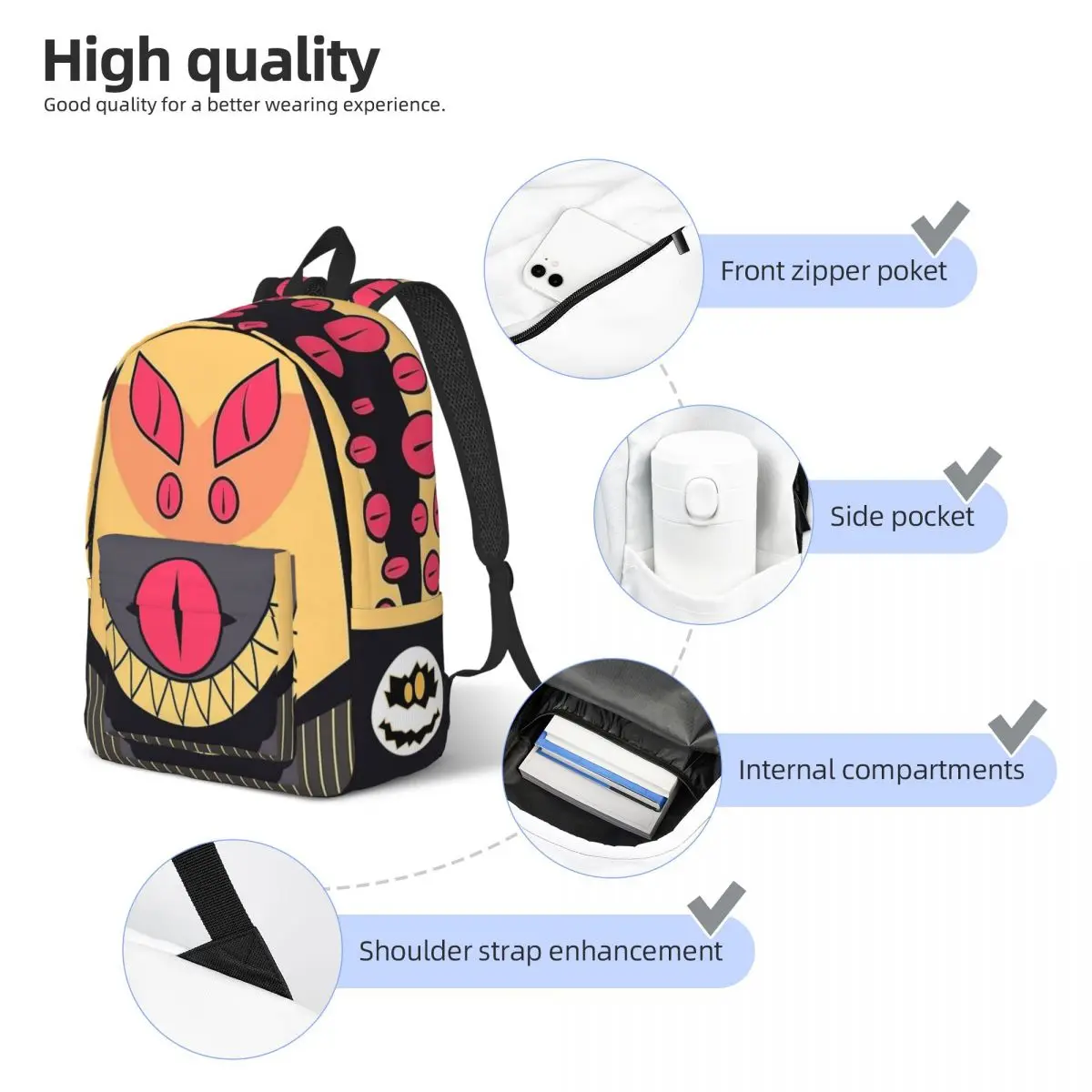 Hazbin Hotel Sir Pentious Duffle for Teens Student School Bookbag Daypack Elementary High College Durable