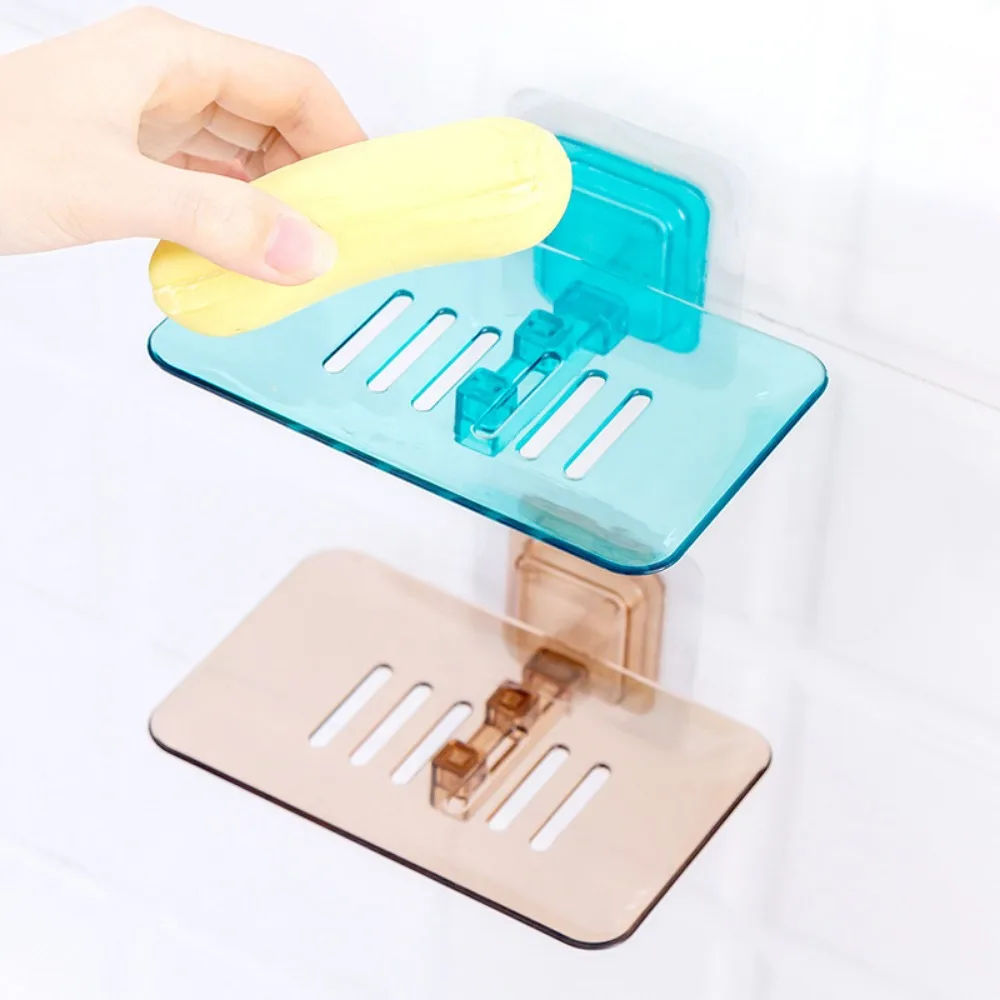New Soap Rack No Drilling Wall Mounted Double Layer Holder Soap Sponge Dish Bathroom Accessories Dishes Self Adhesive