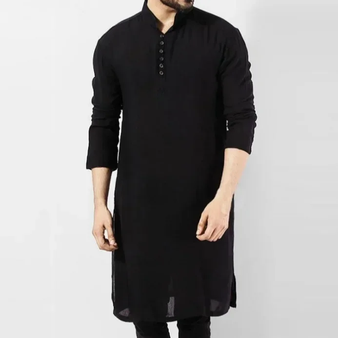 Abaya Mannen Shirts Lange Mouw Jurk Islamitische Chemise Elegante Kaftan Gewaad Pakistaanse Man Indiase Kleding Moslim Eid Kleding S-5XL