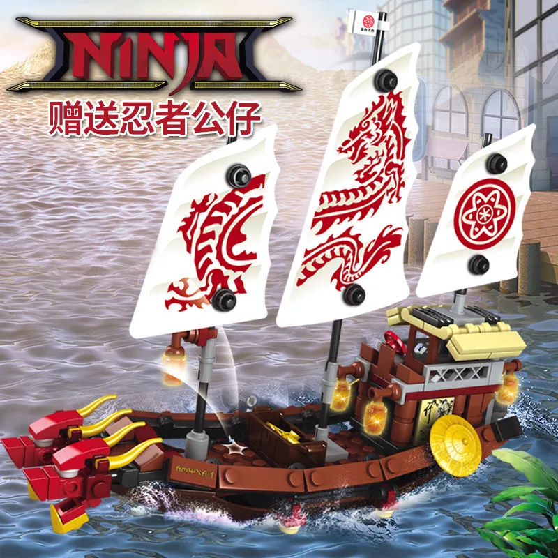 New Phantom Ninja Rồng Tàu Khối Xây Dựng Mô Hình Sodiers Con Số Thuyền Gạch Mộc Sáng Tạo Chuyên Gia Trẻ Em Đồ Chơi Cho Bé Trai Trẻ Em