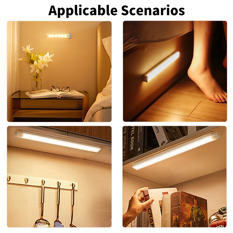Motion Sensor Light ไร้สาย LED Night Light ตู้เสื้อผ้าตู้ตู้เสื้อผ้าโคมไฟห้องครัวบันได Backlight 10/20 /30/50 ซม.