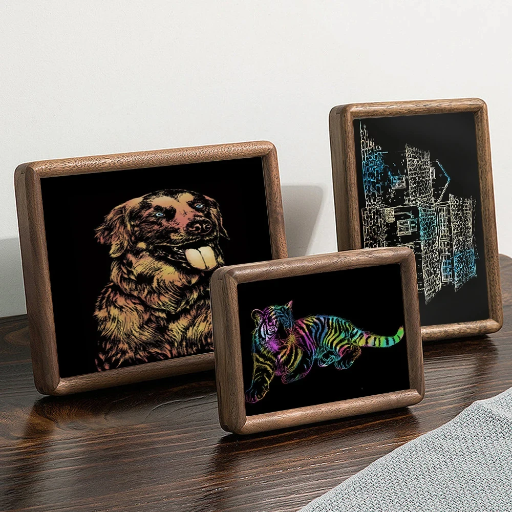 เลเซอร์แกะสลัก Magic สี Rainbow Scratch Card Art กระดาษ 13 ซม.x 19 ซม.สีสุ่มสําหรับเลเซอร์แกะสลัก TTS-55 DIY วาดของขวัญ
