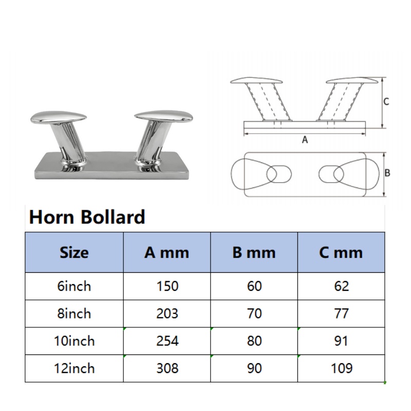 ステンレス鋼のボートドック,ダブルホーンボラード,ボーリング,ダブルマリン,ダブルマリン,ボートアクセサリー,316