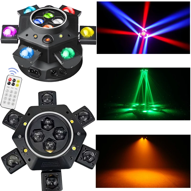 Faisceau lumineux à tête mobile 10x10w, 6 têtes, effet stroboscopique Laser, lumière de scène DMX, faisceau lumineux LED polychrome rotatif, barres de fête Disco DJ