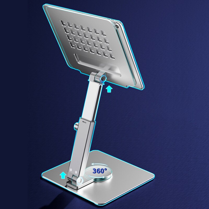 Support de tablette en aluminium, rotation à 360 °, pliable, réglable, support de bureau, support Riser pour iPad Pro Air 4 Mini 12.9 4-14 "Xiaomi Tab