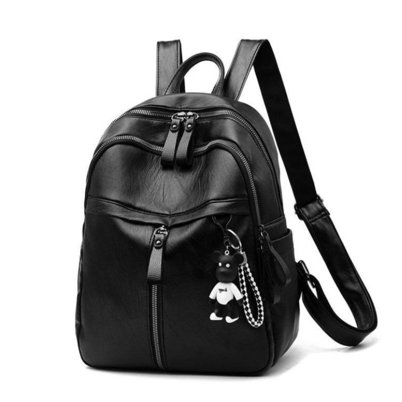 Gift non-violent bear backpack women's simple black casual backpack women's one-shoulder crossbody bag bag women