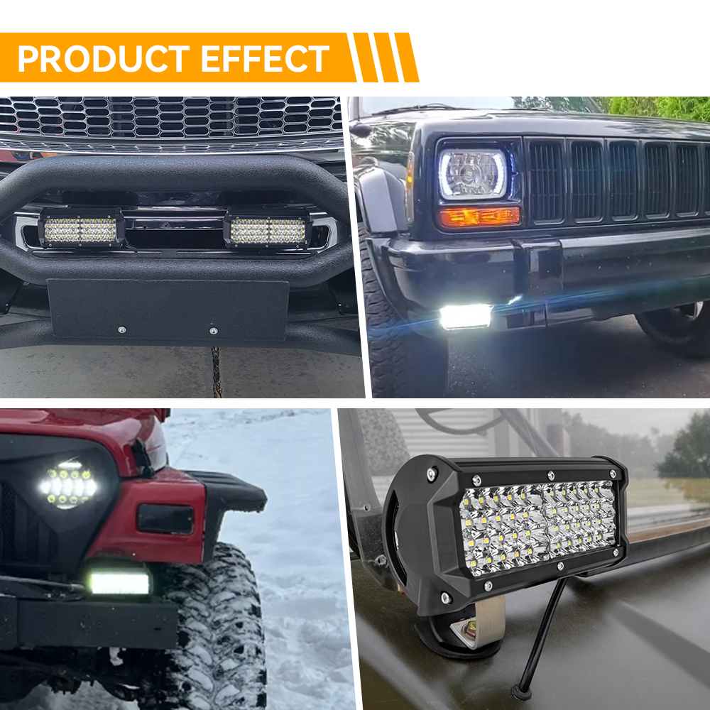 Barre lumineuse de 7 pouces, faisceau combiné de lumière de travail à 4 rangées pour la conduite de bateau tout-terrain, voiture, tracteur, camion, 4x4 SUV 12V 24V, 1/2 pièces