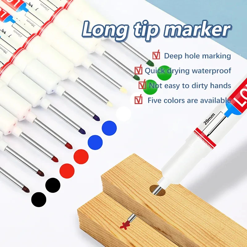 1 stücke 20 MM Rot/Schwarz/Blau/Weiß/Grün Tinte Lange Kopf Marker Bad Holzbearbeitung Dekoration multi-zweck Tiefe Loch Marker Stifte