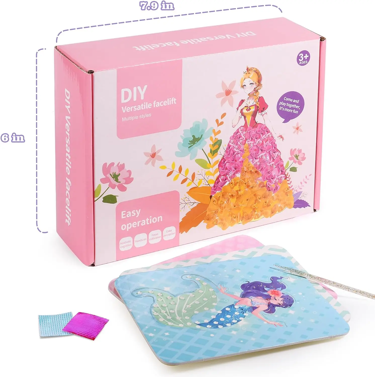 หัตถกรรมสําหรับสาวอายุปริศนาเจาะภาพวาด 12 เจ้าหญิงผ้า Poking Art DIY ของขวัญเด็กวันเกิดคริสต์มาส