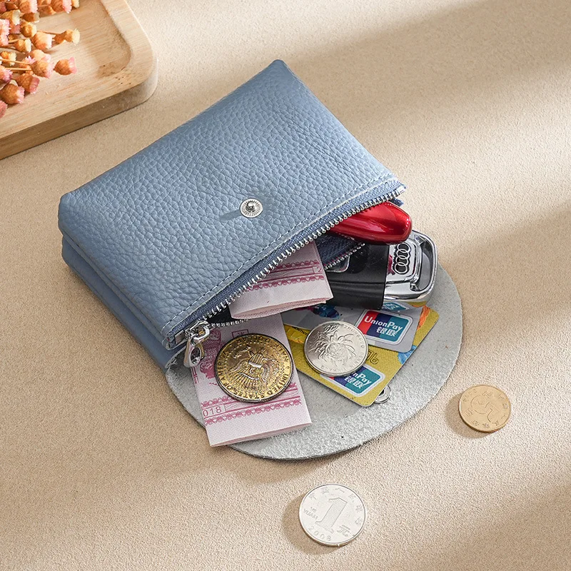 Monedero de cuero de lujo a la moda con nombre personalizado para mujer y hombre, tarjetero con cremallera de negocios, tarjetero con inicial grabada, regalo de boda