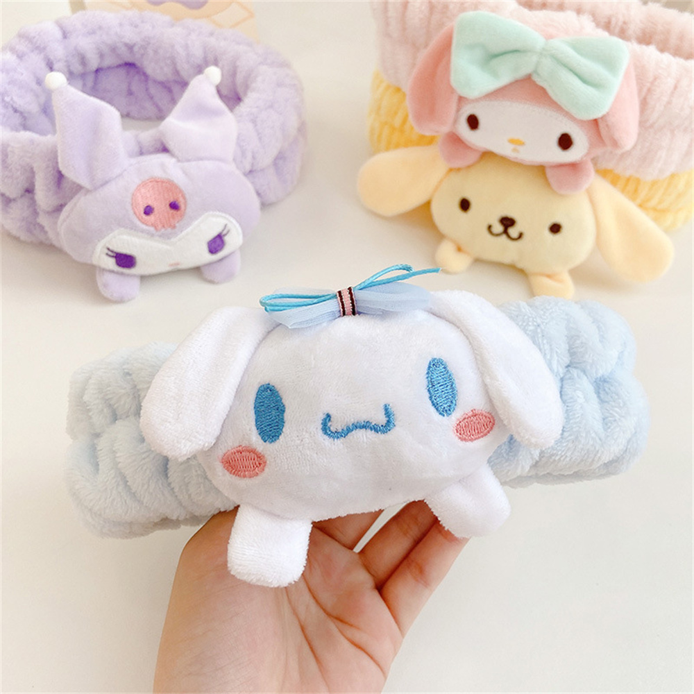 Sanrio Kuromi Gezicht Wassen Polsbandje Melody Cinnamoroll Pompompurin vrouwen Hoofdband Make-Up Gezicht Wassen Toiletartikelen Meisjes Geschenken