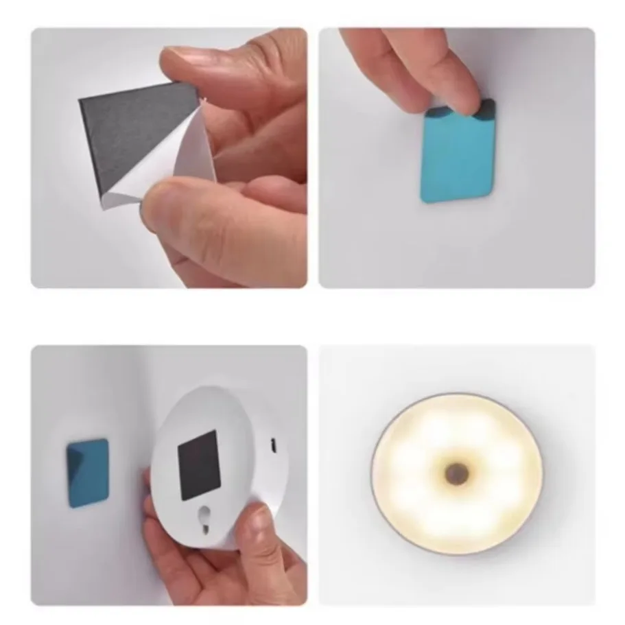 LED Human Body Induction Night Light ชาร์จ USB Smart Sensor โคมไฟข้างเตียงห้องนอน Home Corridor 8 LEDs โคมไฟติดผนังขนาดเล็ก