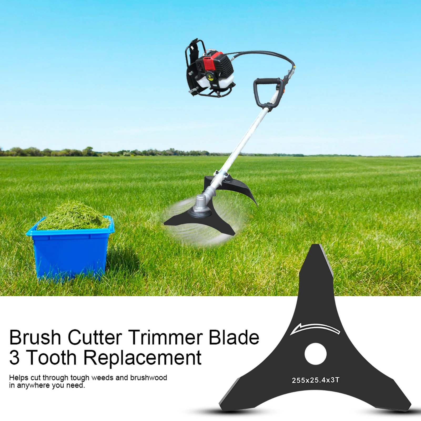 Lama per decespugliatore da 10" x 3T, sostituzione a 3 denti per quasi tutti i trimmer ad albero dritto che può ospitare la dimensione