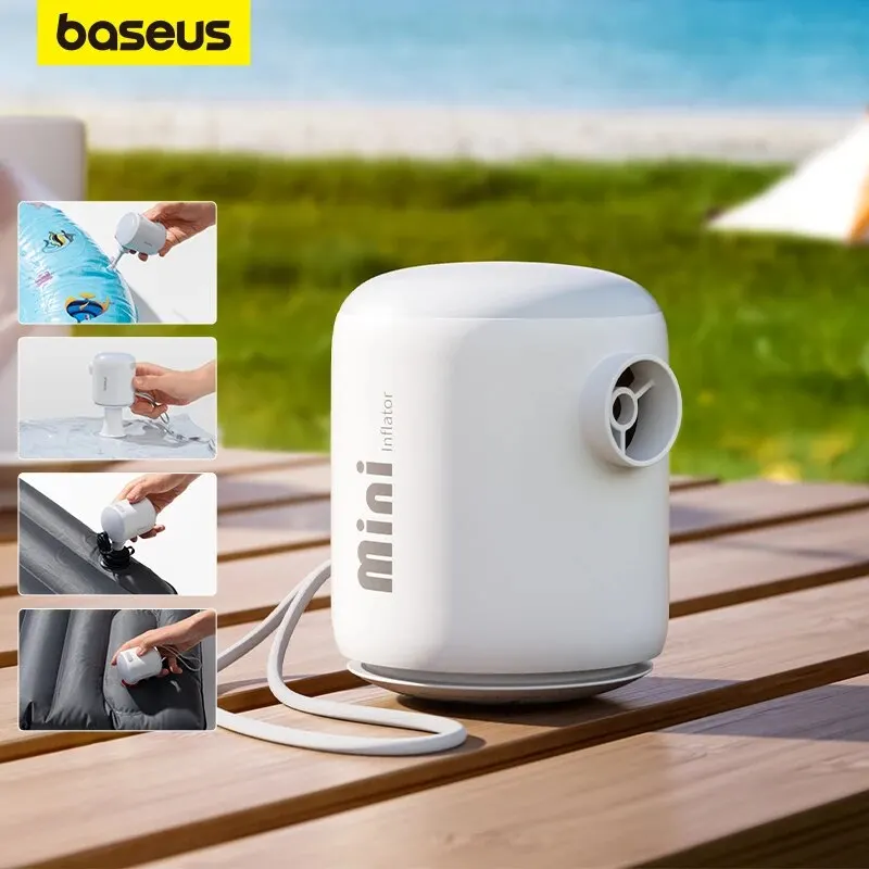 Baseus Mini Air Pump Bomba Inflator Elétrica Portátil para Colchões de Ar Inflar Deflate Beds Natação Anel Outdoor Camping Pump