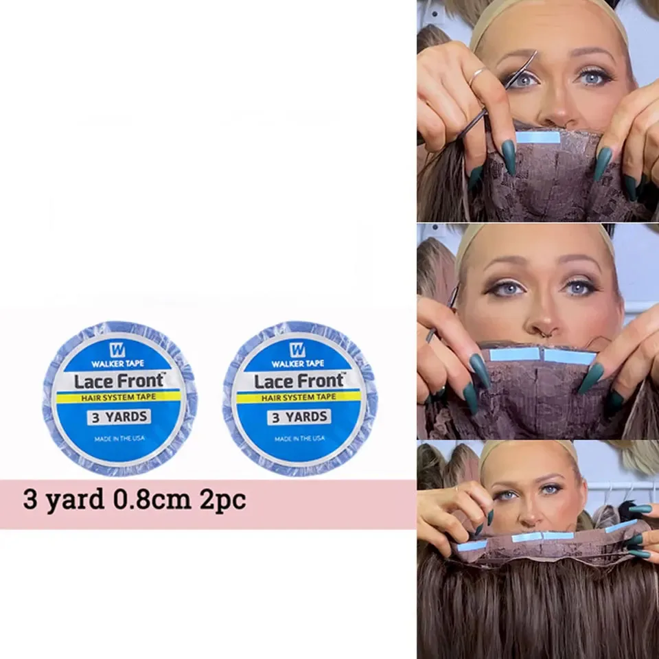 Sistema de cabelo fita dupla face walker fita ultra hold fitas de extensão do cabelo para fechamento do laço 3 metros/rolo peruca dianteira do laço cola